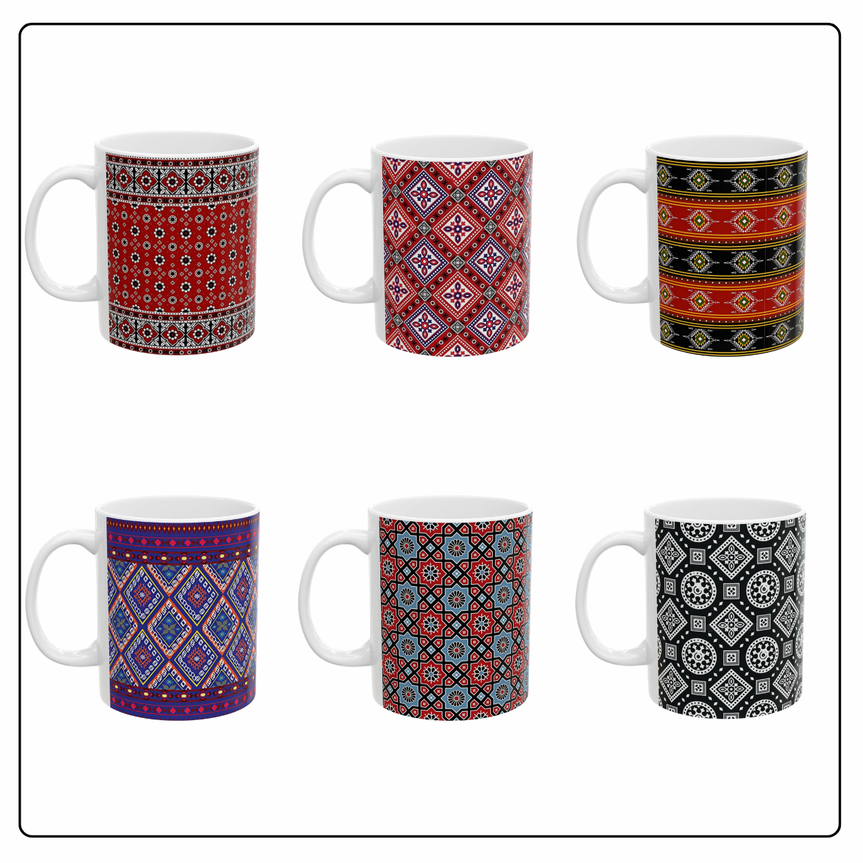 Set of Ajrak Mugs (Without Names) - zynaty