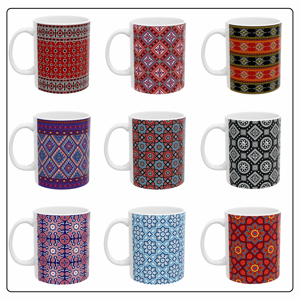 Set of Ajrak Mugs (Without Names)