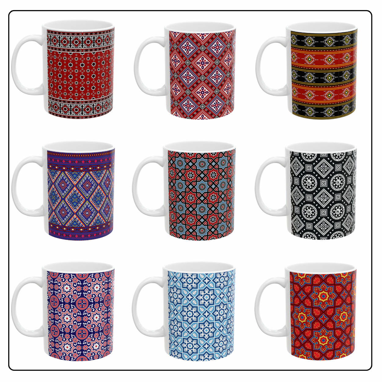 Set of Ajrak Mugs (Without Names) - zynaty