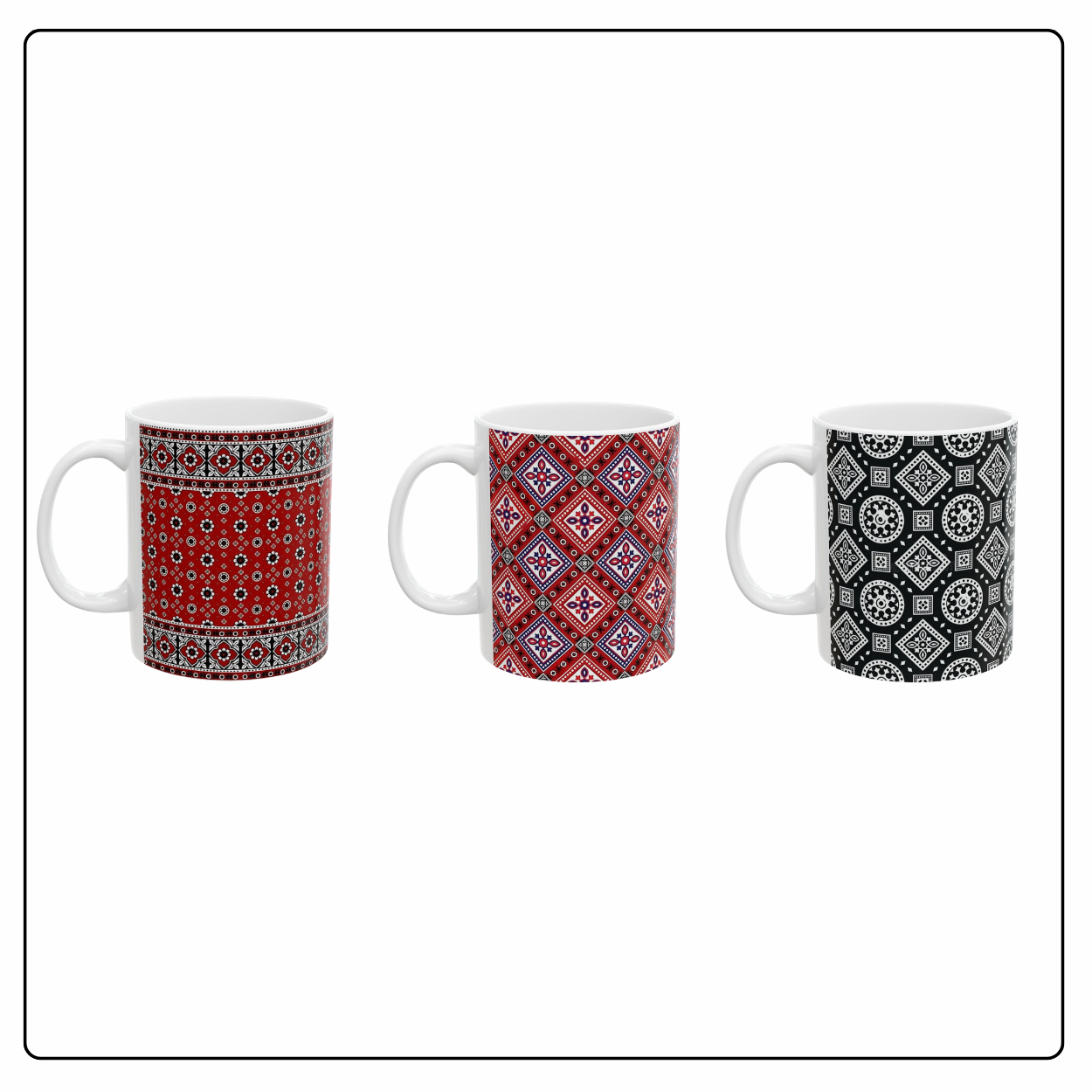 Set of Ajrak Mugs (Without Names)