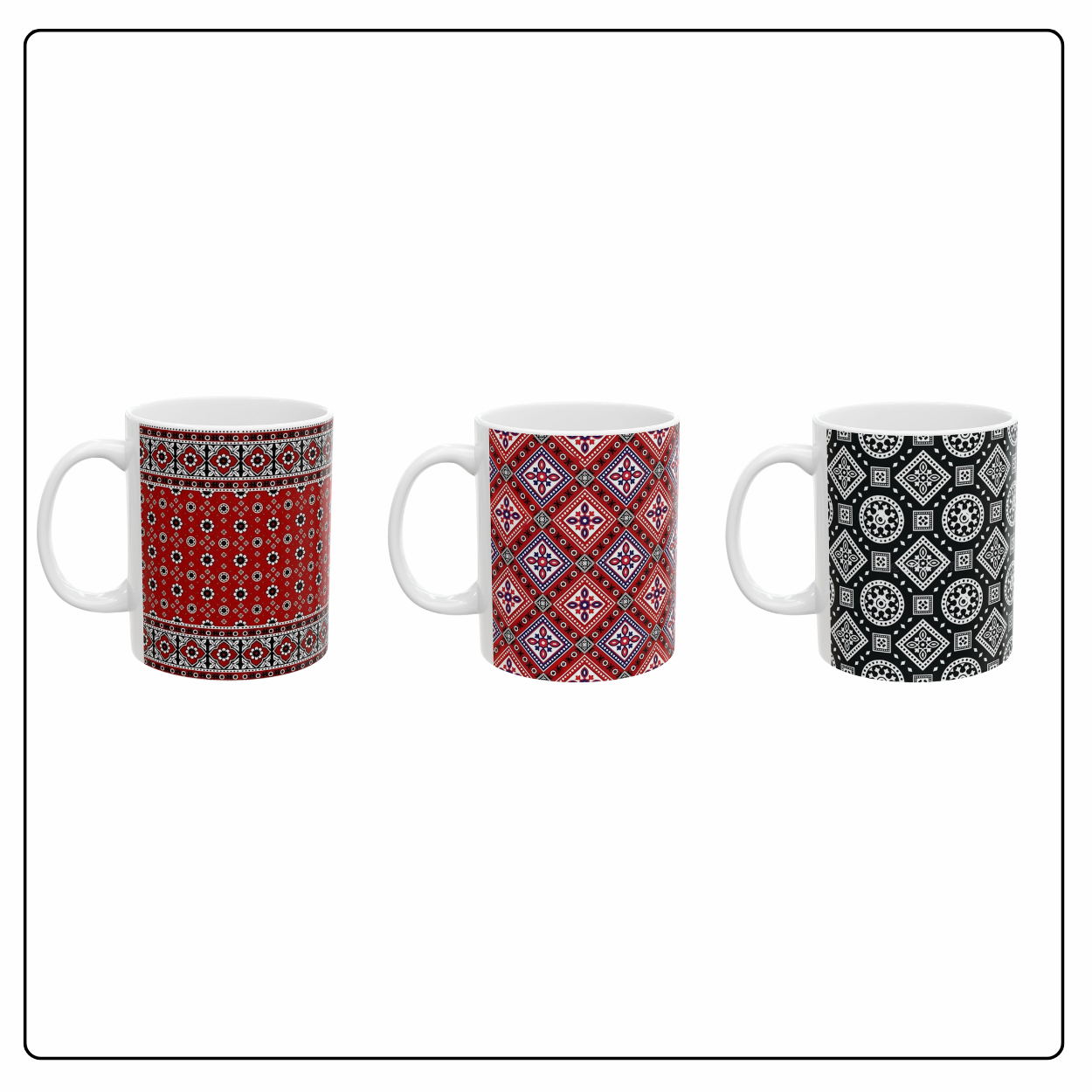 Set of Ajrak Mugs (Without Names) - zynaty